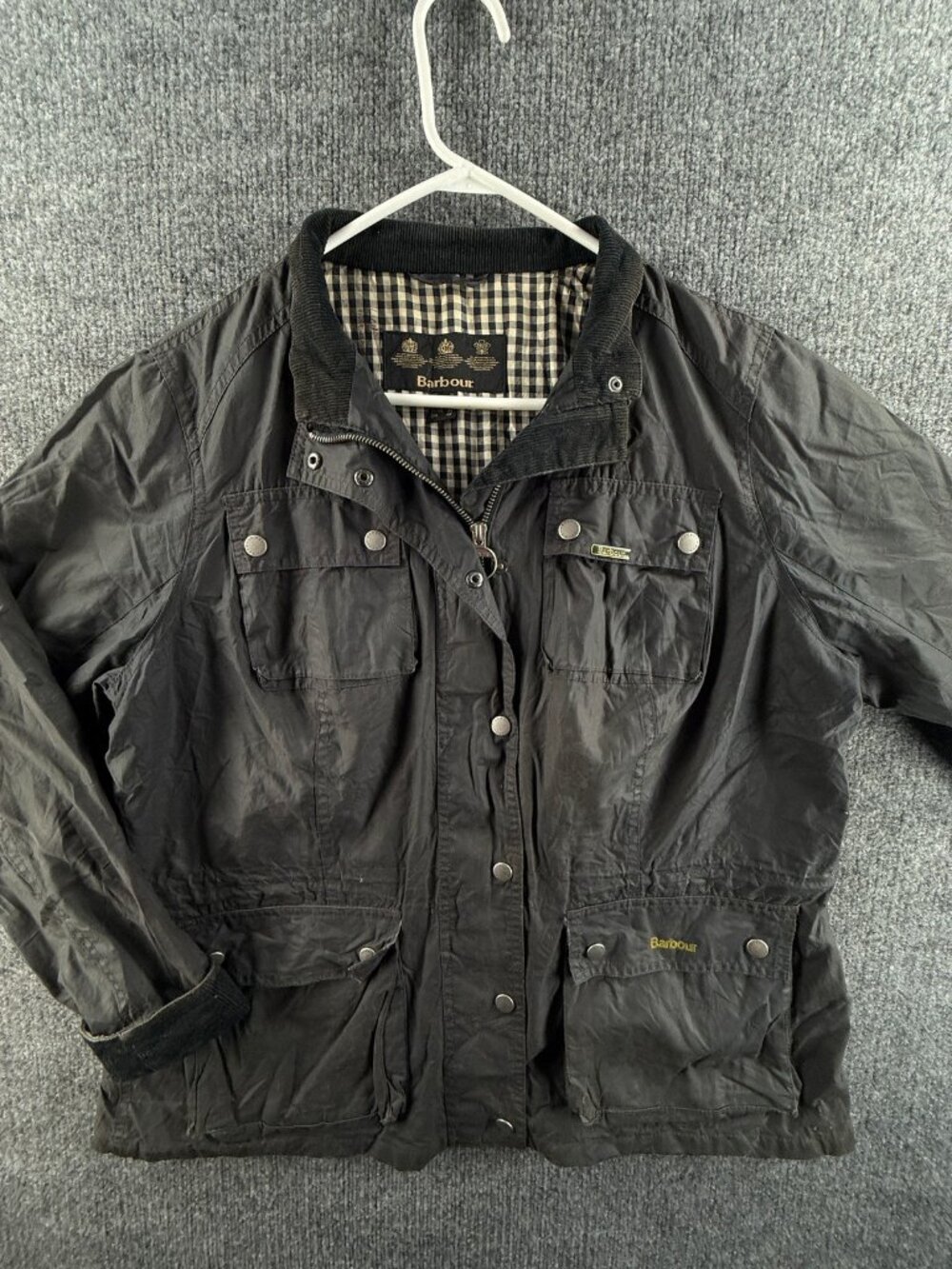 Barbour Retail Buxton Waxed Jacket Canvas Women Black Cotton 14 Full Zip Wax